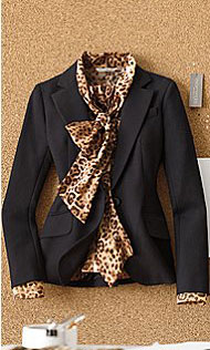 Nina Suit Jacket & Bow Blouse - City Leopard