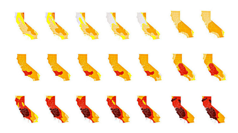 Much of California is mired in extreme and exceptional drought. (Image courtesy of Los Angeles Times)